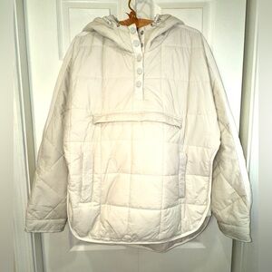 Quilted Pullover Puffer Jacket Hooded Cream – Size M EUC